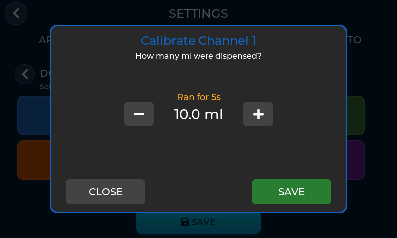 Doser Calibration Enter Amount