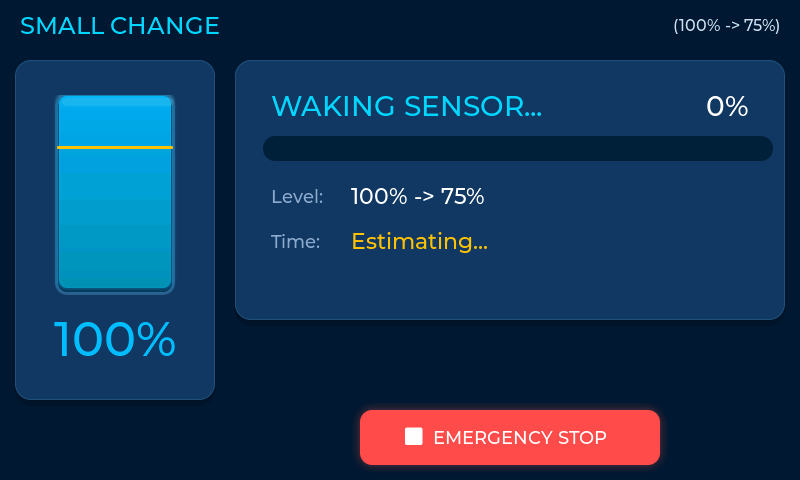 AquaHub Water Change Progress Screen