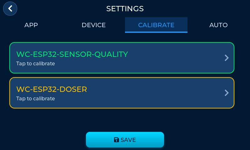 AquaHub Calibration Tab