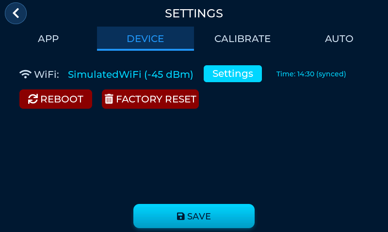 AquaHub Settings Device Tab
